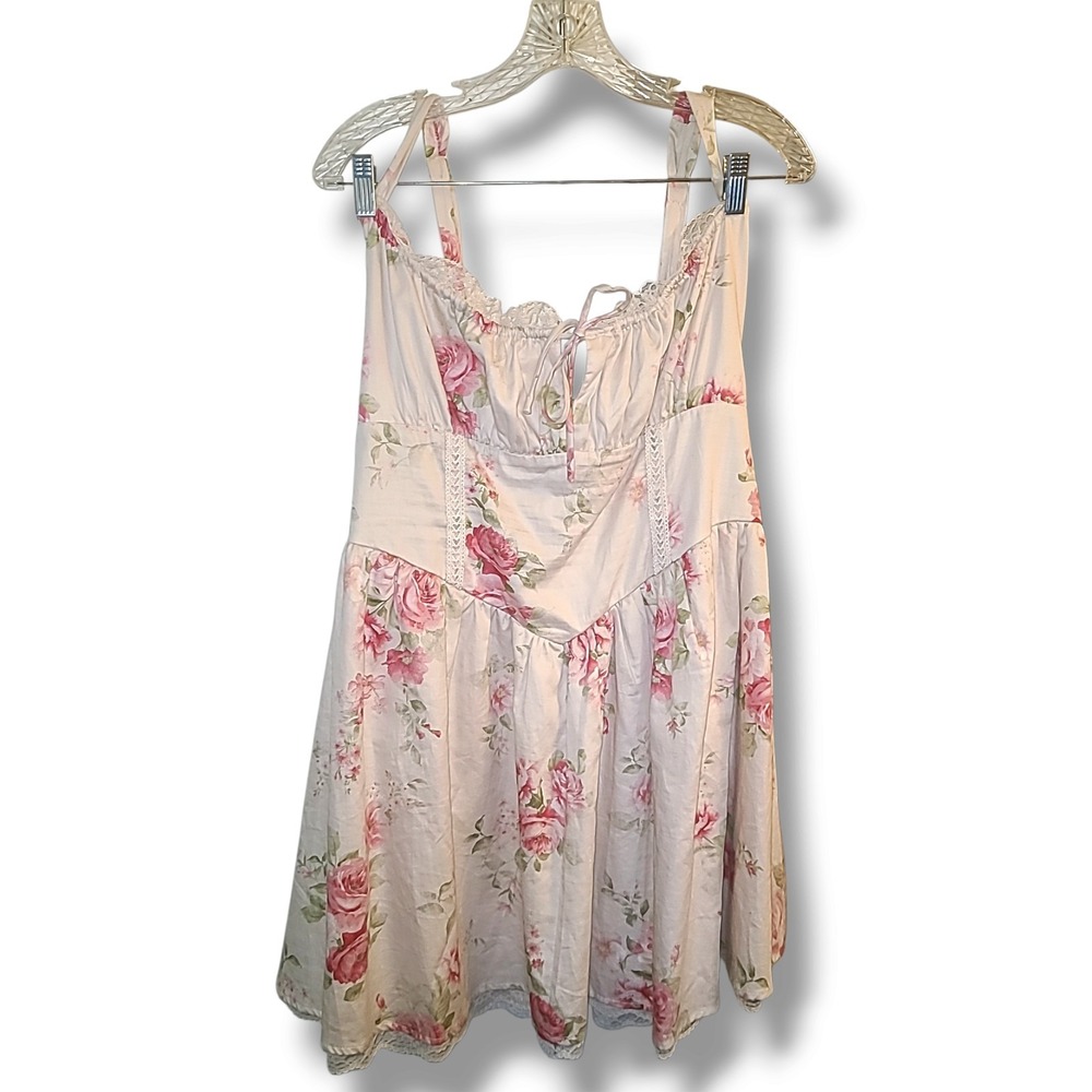 NWT Wild Fable Floral Corset Fit & Flare Mini Dress XXL Pink Rose Romantic